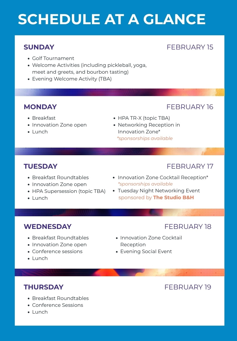 HPA Tech Retreat 2026 Schedule at a Glance