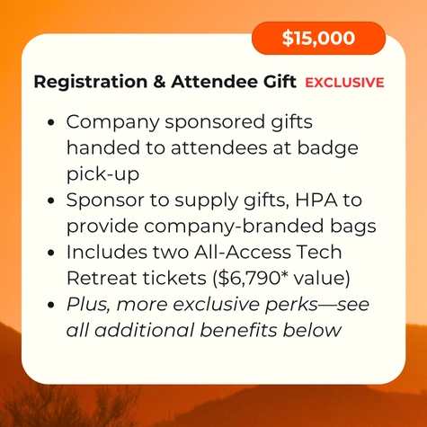 HPA Tech Retreat 2027 A La Carte Sponsorship Option - Registration & Attendee Gift 